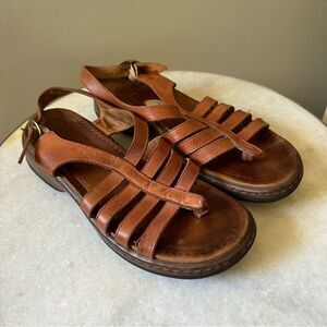 Dansko Camel Brown Leather Whimsy Strappy Sandals Size 40 Boho 90’s Grandma